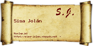 Sisa Jolán névjegykártya